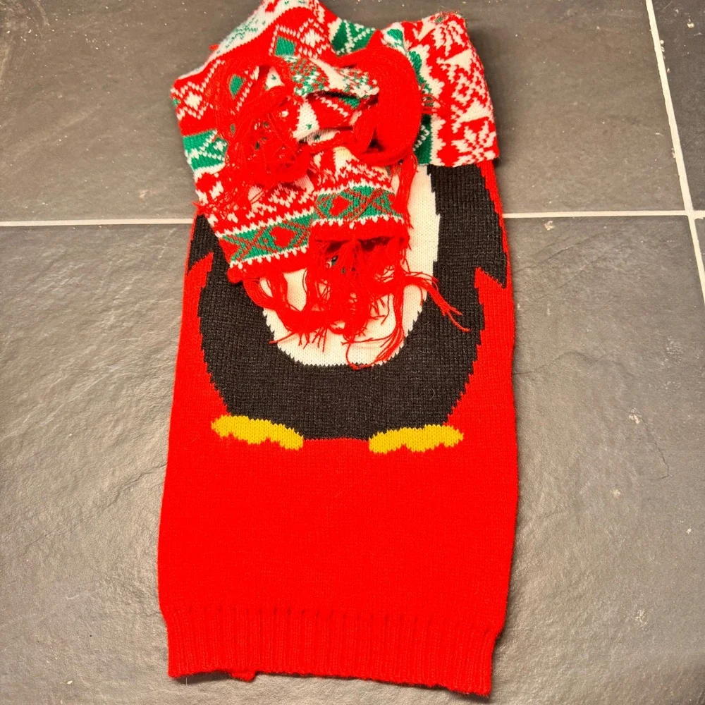 Frisco Penguin Sweater Dog‎ Pet XXS Red Acrylic Christmas Ugly Holiday